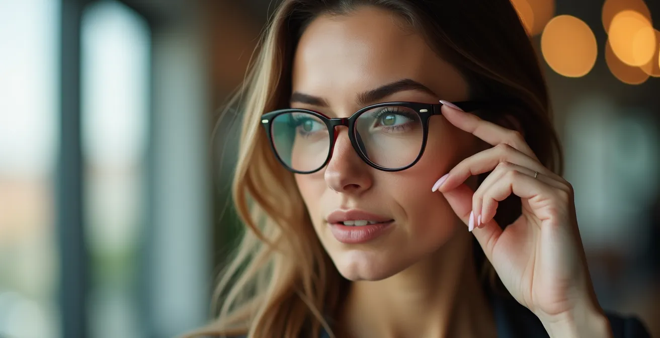 Femme élégante portant des lunettes Cartier avec expression confiante